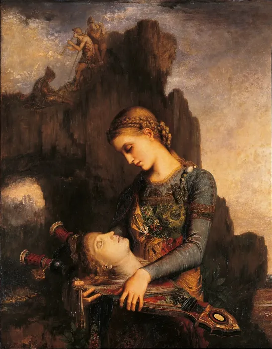 Framed Print : Orpheus, by Gustave Moreau, 1865 about, 19th Century, oil on panel, cm 154 x 99, 5 - France, Ile de France, Paris, Muse dOrsay. Detail