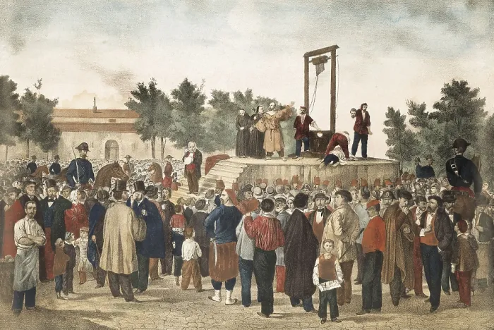 Framed Print : ORSINIFelice (1819-1858). Italian patriot who committed an outrage against Napoleon III (1858). Execution of Orsini. Engraving. AISA / Everett Collection (69118)**US SALES ONLY** Framed Print : ORSINIFelice (1819-1858). Italian patriot who committed an outrage against Napoleon III (1858). Execution of Orsini. Engraving. AISA / Everett Collection (69118)**US SALES ONLY**