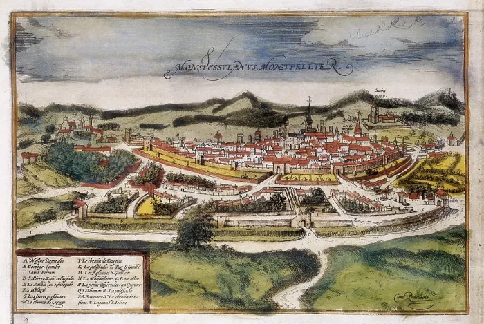 Framed Print : ORTELIUS, Abraham (1527-1598); BRAUN, George (1541-1622); HOGENBERG, Franz (1535-1590). Civitatis Orbis Terrarum (Theatrum orbis terrarum). 1572-1617. Montpellier (1572)