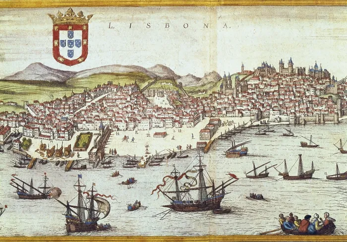 Framed Print : ORTELIUS, Abraham (1527-1598); BRAUN, George (1541-1622); HOGENBERG, Franz (1535-1590). Civitatis Orbis Terrarum (Theatrum orbis terrarum). 1572-1617. Lisbon (1572). Volume I