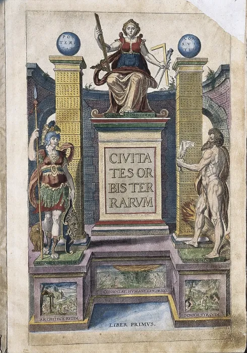 Framed Print : ORTELIUS, Abraham (1527-1598); BRAUN, George (1541-1622); HOGENBERG, Franz (1535-1590). Civitatis Orbis Terrarum (Theatrum orbis terrarum). 1572-1617. Cover of the volume I