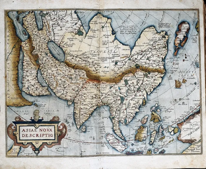Framed Print : ORTELIUS, Abraham (1527-1598). Theatrum Orbis Terrarum. 1570. It is considered to be the first modern atlas. Map of Asia (1574). Etching. - J Framed Print : ORTELIUS, Abraham (1527-1598). Theatrum Orbis Terrarum. 1570. It is considered to be the first modern atlas. Map of Asia (1574). Etching. - J