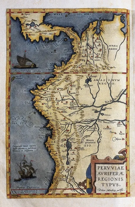 Framed Print : ORTELIUS, Abraham (1527-1598). Theatrum Orbis Terrarum. 1570. It is considered to be the first modern atlas. Map of Peru