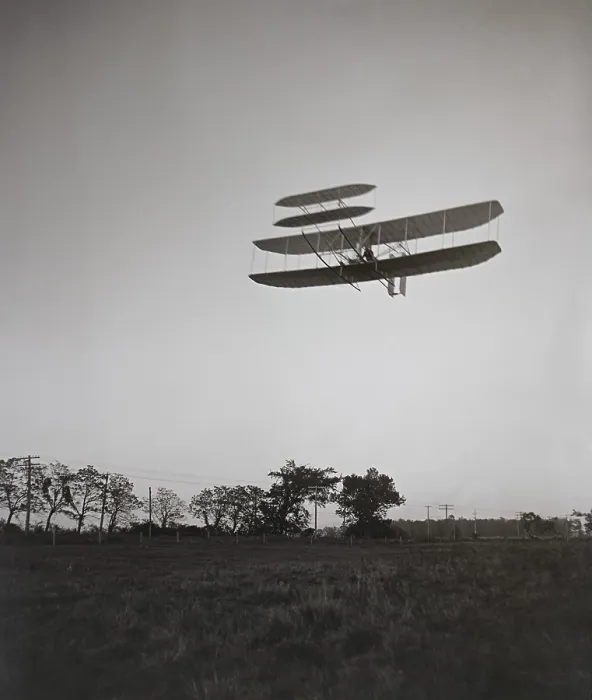 Framed Print : Orville Wright 1871-1948 flying on October 4 1905 at Huffman Prairie Dayton Ohio. LC-DIG-ppprs-00658