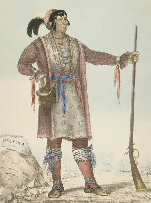 Framed Print : Osceola killed US Indian Agent Riley Thompson on Dec. 28, 1835. Then, with his followers, he shot six others outside Fort King in north-central Florida