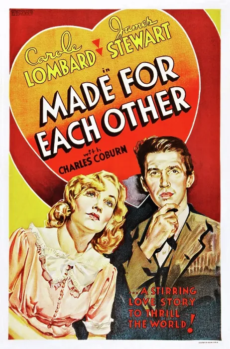 Framed Print : MADE FOR EACH OTHER, l-r: Carole Lombard, James Stewart on poster art, 1939