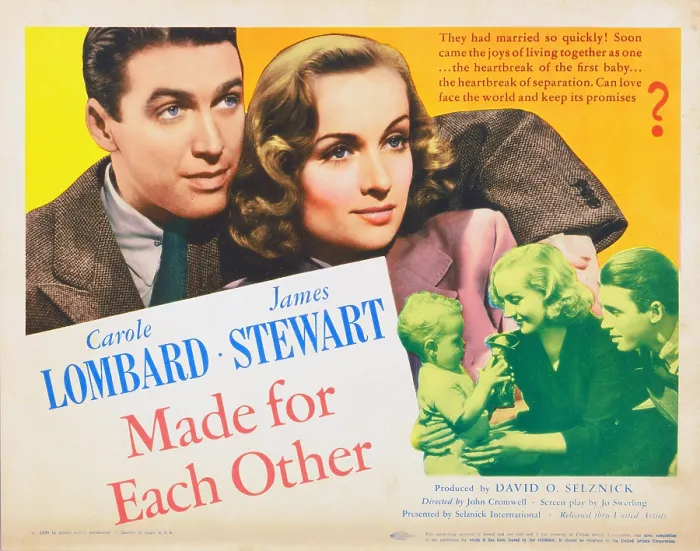 Framed Print : MADE FOR EACH OTHER, US lobbycard, from left: James Stewart, Carole Lombard, Bonnie Belle Barber, 1939