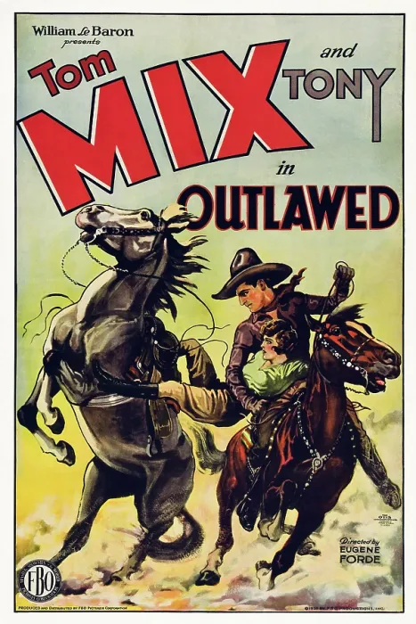 Framed Print : OUTLAWED, US poster, Tom Mix riding Tony the Horse, Sally Blane, 1929