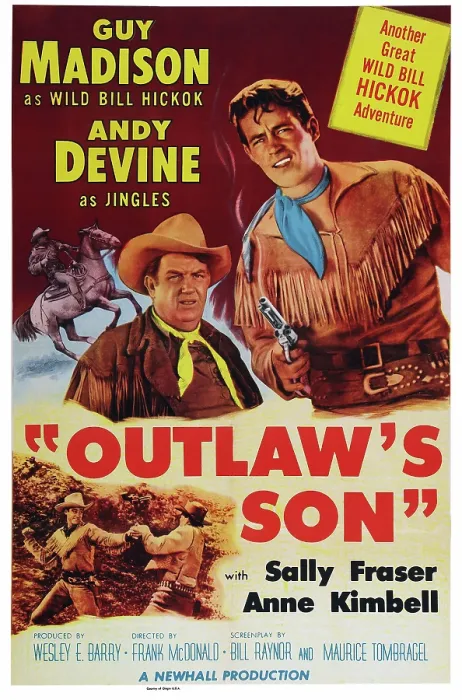 Framed Print : OUTLAW'S SON, poster art, top l-r: Andy Devine, Guy Madison, bottom left: Guy Madison, 1954