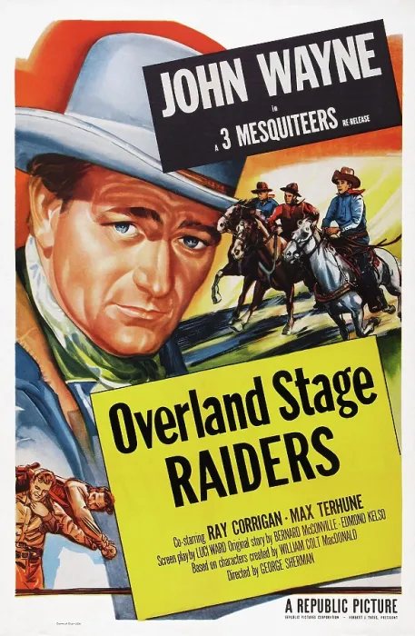 Framed Print : OVERLAND STAGE RAIDERS, left: John Wayne featured on 1953 reissue poster, 1938