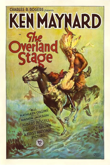 Framed Print : THE OVERLAND STAGE, style B poster; on left: Ken Maynard, 1927