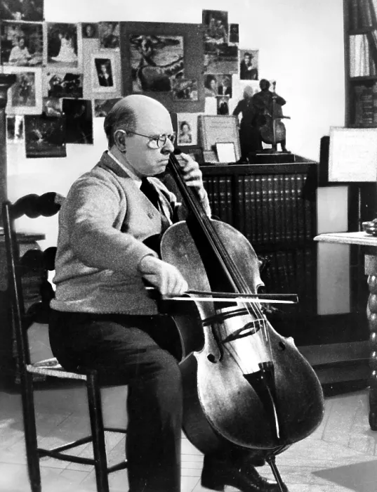 Framed Print : Pablo Casals, ca.1955. Practicing in his study.. Courtesy: CSU Archives / Everett Collection Framed Print : Pablo Casals, ca.1955. Practicing in his study.. Courtesy: CSU Archives / Everett Collection