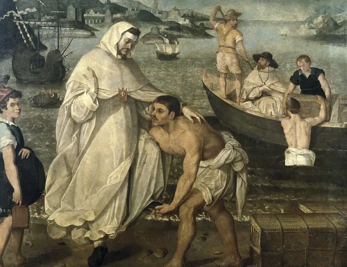 Framed Print : PACHECO, Francisco (1564-1654). Saint Peter Nolasco embarkining. Baroque art. Oil on canvas. SPAIN. Sevilla. Fine Arts Museum. - P