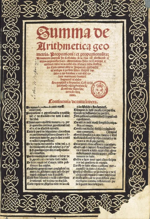 Framed Print : PACIOLI, Luca (1445-1510). Italian mathematician an clergyman. Summa Arithmetica. FRANCE. Paris. National Library. AISA / Everett Collection**US SALES ONLY** Framed Print : PACIOLI, Luca (1445-1510). Italian mathematician an clergyman. Summa Arithmetica. FRANCE. Paris. National Library. AISA / Everett Collection**US SALES ONLY**