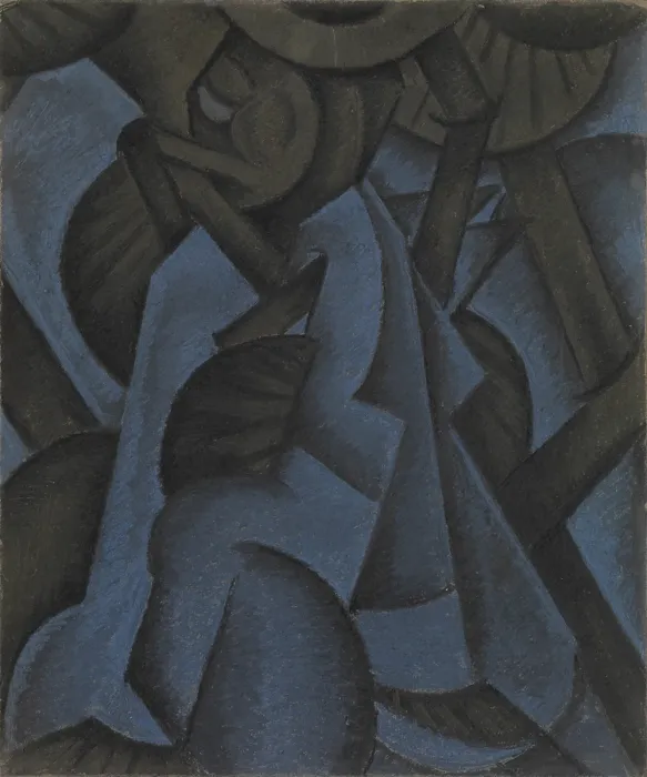 Framed Print : PAGAN PHILOSOPHY, by Arthur Dove, 1913, American drawing, pastel on paperboard. This work shows the influence of European Cubism and Expressionism