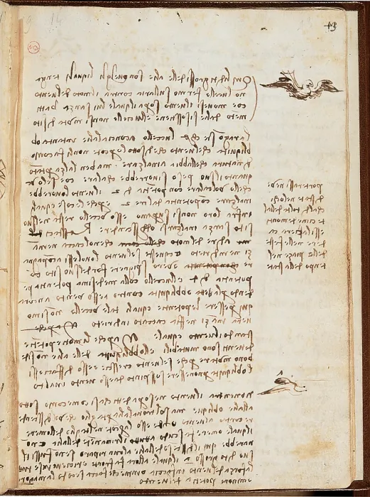 Framed Print : Page from the Codex regarding the Flight of Birds, by Leonardo da Vinci, 16th Century, 1505 -1506 about, paper manuscript, cm 213 x 153 - Italy, Piemonte, Turin, Royal Library Framed Print : Page from the Codex regarding the Flight of Birds, by Leonardo da Vinci, 16th Century, 1505 -1506 about, paper manuscript, cm 213 x 153 - Italy, Piemonte, Turin, Royal Library