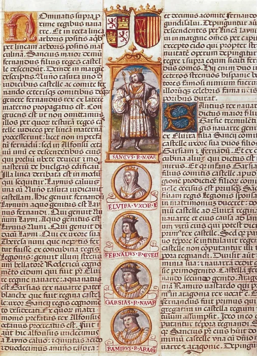 Framed Print : Page illustrated with portraits of the Kings from the 'The Book of the genealogy of the Spanish Kings'. Miniature Painting. SPAIN. Madrid. National Library Framed Print : Page illustrated with portraits of the Kings from the 'The Book of the genealogy of the Spanish Kings'. Miniature Painting. SPAIN. Madrid. National Library