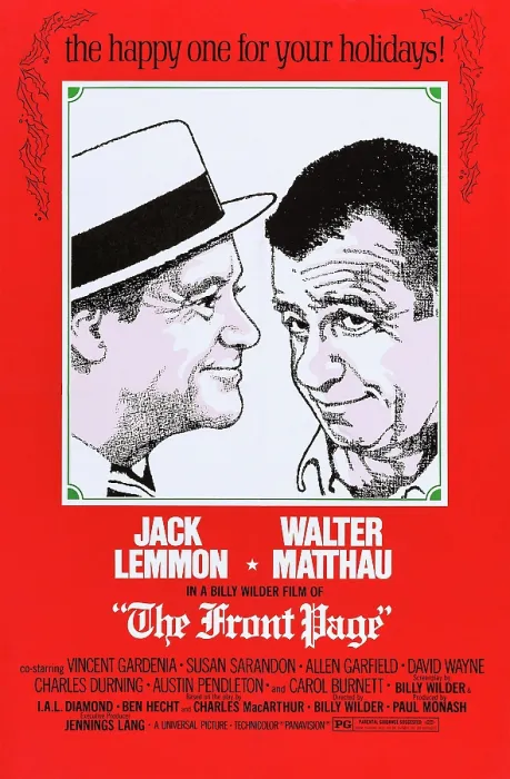 Framed Print : THE FRONT PAGE, from left: Jack Leommon, Walter Matthau, 1974