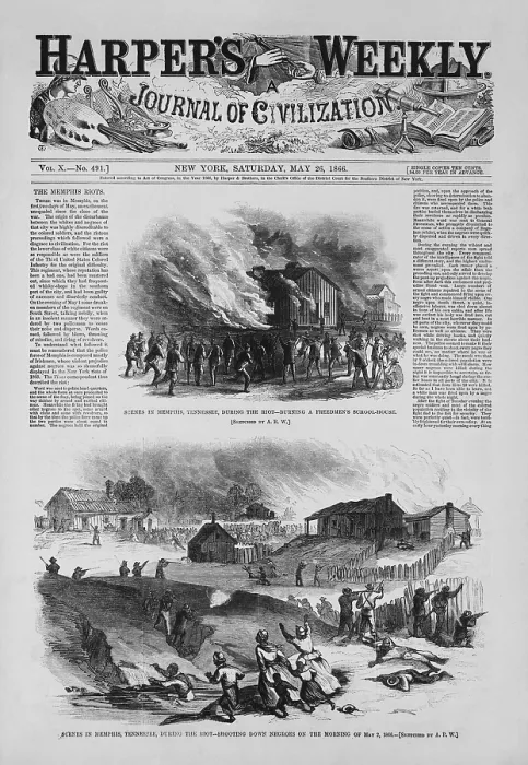 Framed Print : Front Page of a newspaper reports about a race riot in Memphis, Tennessee, May 2, 1866