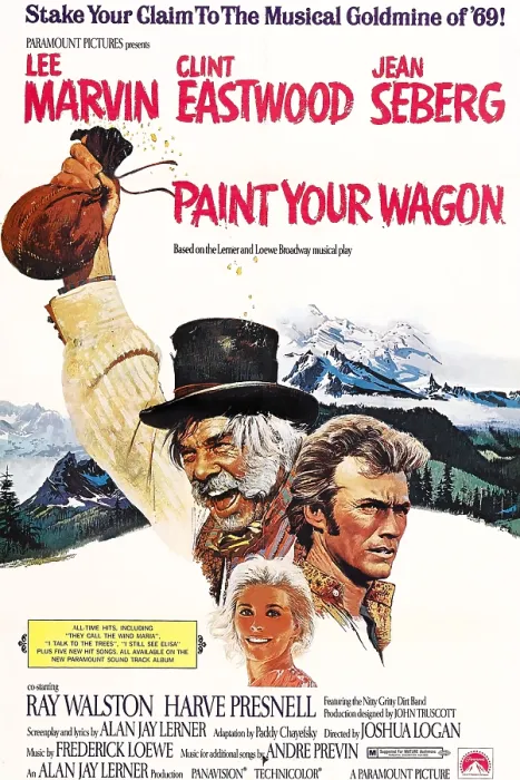 Framed Print : PAINT YOUR WAGON, clockwise from left: Lee Marvin, Clint Eastwood, Jean Seberg on poster art, 1969 Framed Print : PAINT YOUR WAGON, clockwise from left: Lee Marvin, Clint Eastwood, Jean Seberg on poster art, 1969