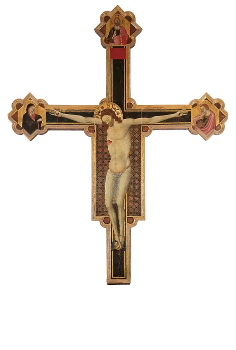 Framed Print : Painted Crucifix, by Giovanni Francesco da Rimini known as Master of Verrucchio, 1330 - 1340, 14th Century, tempera on panel, cm 388 x 308 - Italy, Marche, Pesaro Urbino, Urbino