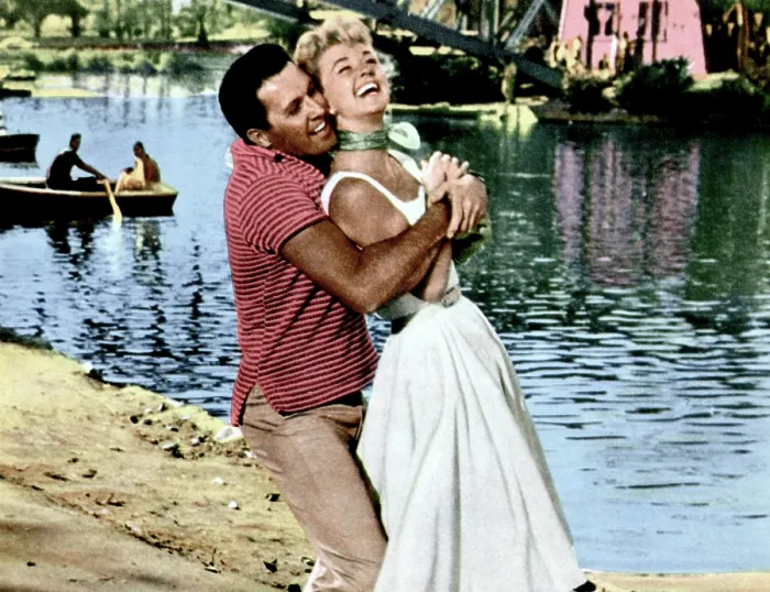 Framed Print : THE PAJAMA GAME, John Raitt, Doris Day, 1957 Framed Print : THE PAJAMA GAME, John Raitt, Doris Day, 1957