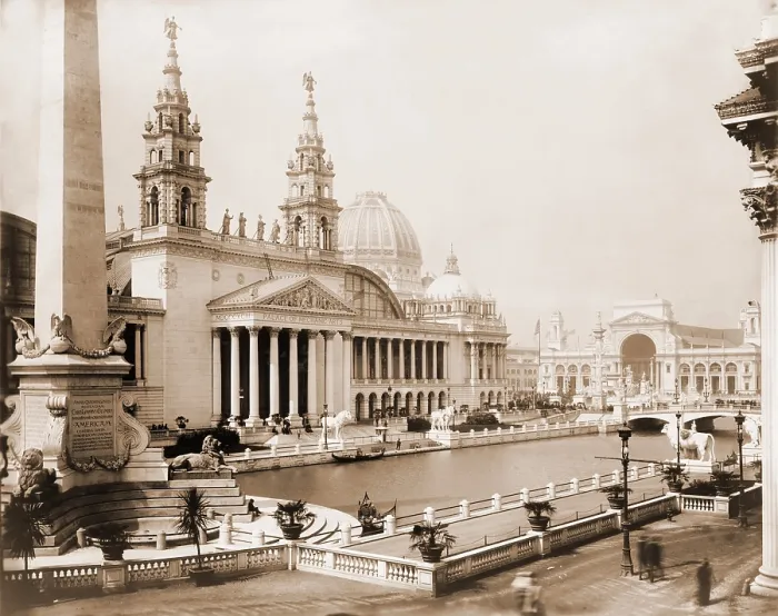 Framed Print : Palace of Mechanic Arts and lagoon at the 1893 World's Columbian Exposition, Chicago, Illinois. Photo by Frances Benjamin Johnston