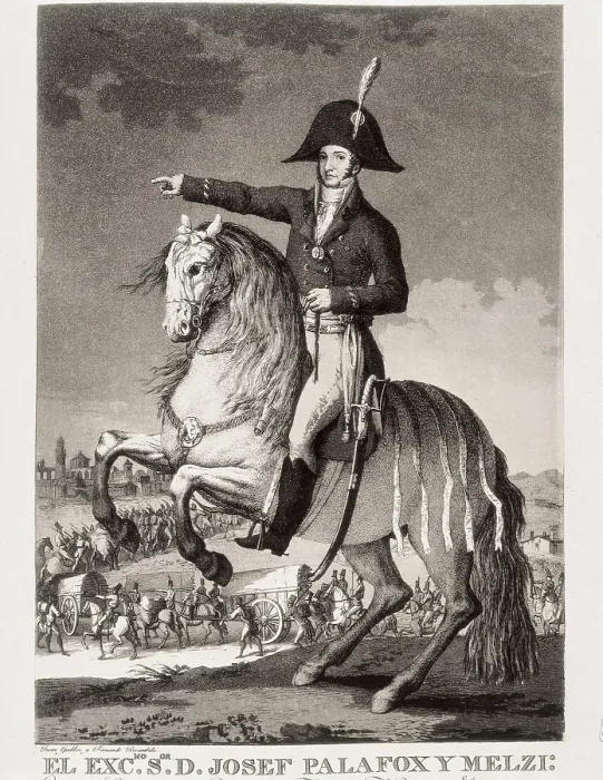 Framed Print : PALAFOX, Jos Rebolledo de (1776-1847). Spanish military man, defender of Zaragoza in 1808. Portrait by Agustn Alcaide Ibieca. Engraving. SPAIN. Madrid. National Library