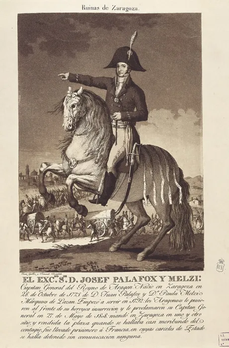 Framed Print : PALAFOX, Jos Rebolledo de (1776-1847). Spanish military man, defender of Zaragoza in 1808. Portrait by Agustn Alcaide Ibieca. Engraving. SPAIN. Madrid. National Library Framed Print : PALAFOX, Jos Rebolledo de (1776-1847). Spanish military man, defender of Zaragoza in 1808. Portrait by Agustn Alcaide Ibieca. Engraving. SPAIN. Madrid. National Library
