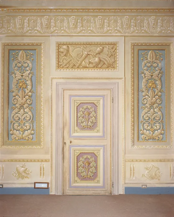 Framed Print : Palazzo Pitti in Florence the decoration of a wall of the apartment of the zoological gardens, by Unknown artist, 19th Century, 1820 about, fresco, - Italy, Tuscany, Florence
