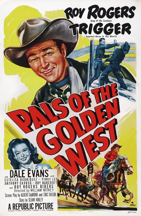 Framed Print : PALS OF THE GOLDEN WEST, US poster art, top left: Roy Rogers; bottom left: Dale Evans, 1951 Framed Print : PALS OF THE GOLDEN WEST, US poster art, top left: Roy Rogers; bottom left: Dale Evans, 1951