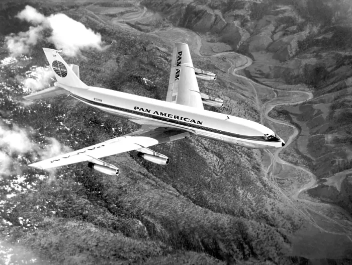 Framed Print : Pan American Airways, (Boeing 707-121), introduced in 1955.. Courtesy: CSU Archives / Everett Collection Framed Print : Pan American Airways, (Boeing 707-121), introduced in 1955.. Courtesy: CSU Archives / Everett Collection