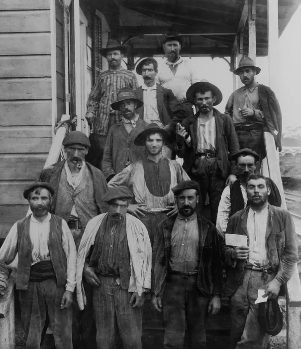 Framed Print : Panama Canal workers construction called Gallegos, men of Galician or Spanish ancestry. They pose with different expressions, gestures, and postures Framed Print : Panama Canal workers construction called Gallegos, men of Galician or Spanish ancestry. They pose with different expressions, gestures, and postures