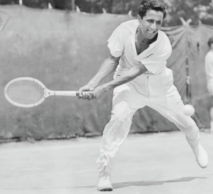 Framed Print : Pancho (Francisco) Segura, displaying his two-handed drive, as he won the National Intercollegiate Tennis Title, at Northwestern University, 6 / 26 / 1943 Framed Print : Pancho (Francisco) Segura, displaying his two-handed drive, as he won the National Intercollegiate Tennis Title, at Northwestern University, 6 / 26 / 1943