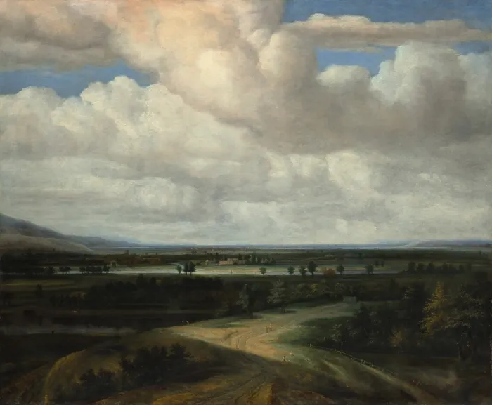 Framed Print : A PANORAMIC LANDSCAPE WITH A COUNTRY ESTATE, by Philips Koninck, 1649, Dutch painting, oil on canvas