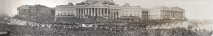 Framed Print : Panoramic scene of Woodrow Wilson's (1856-1924), second inauguration as President on March 5th, 1917