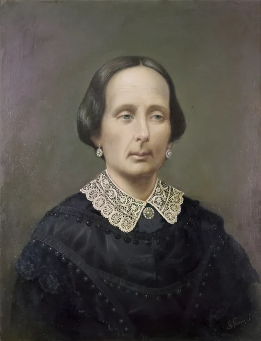 Framed Print : Paolina Leopardi, by S. Ferrazzi, 19th Century, oil on canvas - Italy, Marche, Recanati, Leopardi Palace. Whole artwork view