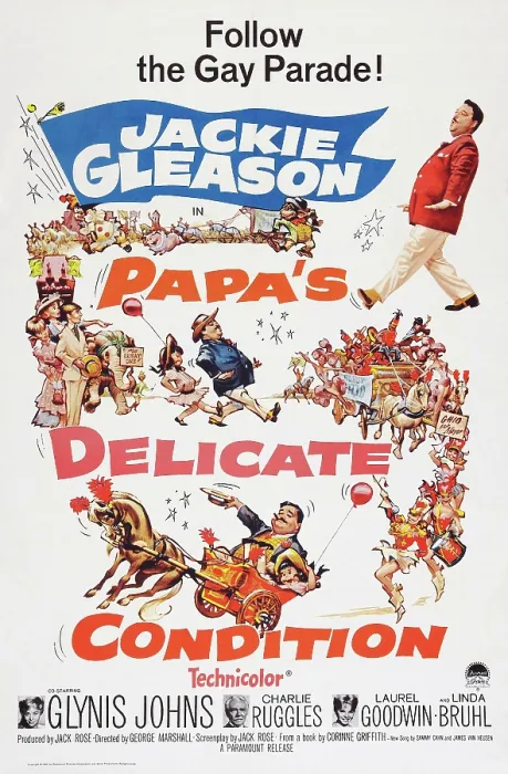 Framed Print : PAPA'S DELICATE CONDITION, US poster art, center: Jackie Gleason; bottom from left: Glynis Johns, Charles Ruggles, Laurel Goodwin, 1963 Framed Print : PAPA'S DELICATE CONDITION, US poster art, center: Jackie Gleason; bottom from left: Glynis Johns, Charles Ruggles, Laurel Goodwin, 1963