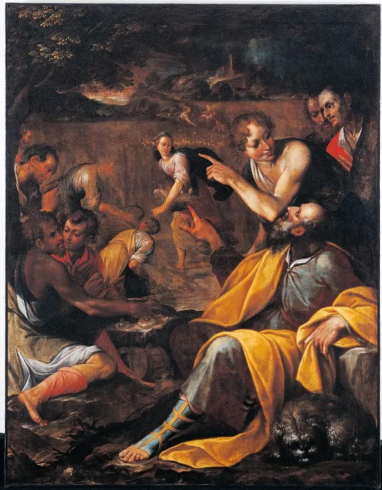 Framed Print : The Parable of the Reapers, by Camillo Procaccini, 1620 - 1620 about, 17th Century, oil on canvas, cm 140 x 180 - Italy, Lombardy, Milan, Archbishops Palace. All