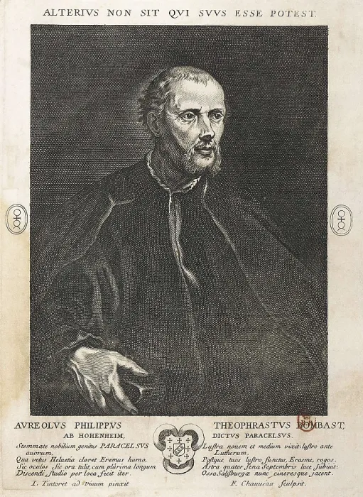 Framed Print : PARACELSUS, Philippus Aureolus (1493-1541). 'Opera Omnia'. Edition executed in Geneva in 1658. Portrait of Paracelsus. Etching. FRANCE. Paris. National Library