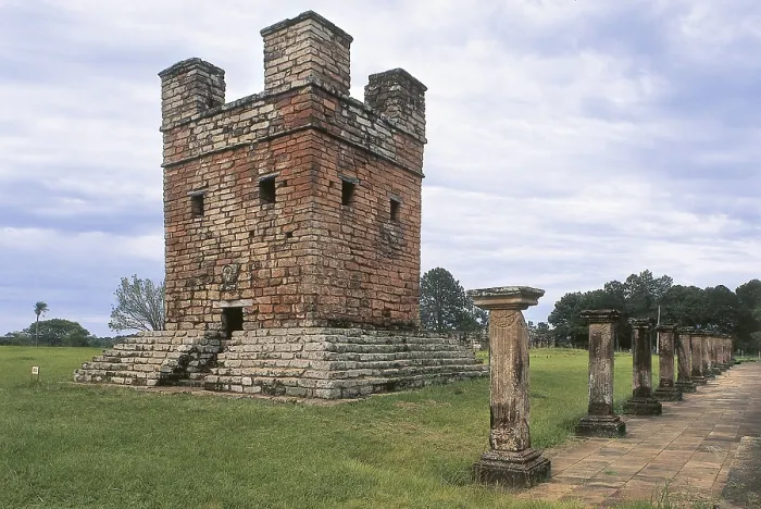 Framed Print : PARAGUAY. EASTERN PARAGUAY. ITAPUA. Santsima Trinidad de Paran. Bell tower of a church in Santa Mara de Trinidad, built in 1706 by Juan Bautista Primoli