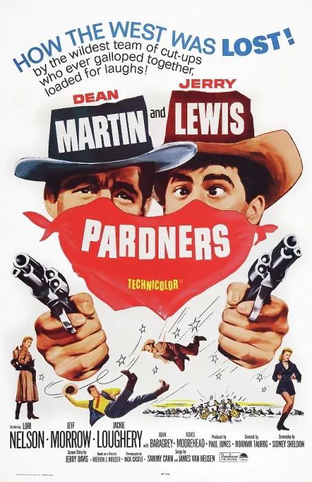 Framed Print : PARDNERS, poster art, top from left: Dean Martin, Jerry Lewis, botton from left: Lori Nelson, Jackie Loughery, 1956