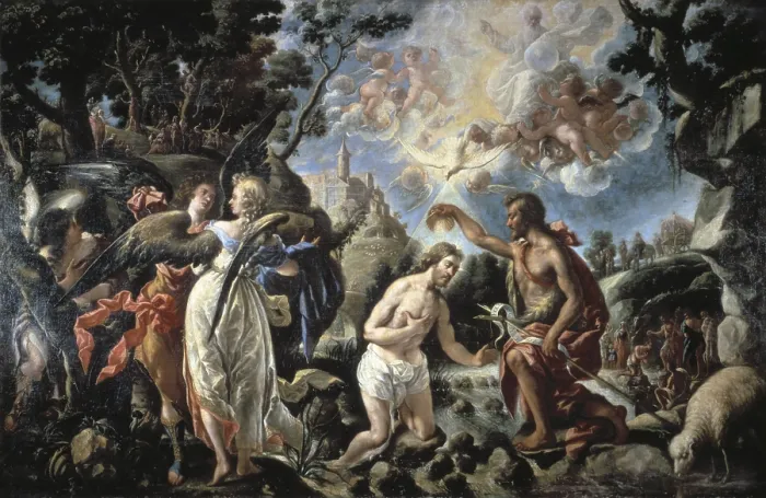 Framed Print : PAREJA, Juan de (1610-1670). The Baptism of Christ. 1667. Baroque art. Oil on canvas. SPAIN. Huesca. Provincial Museum of Huesca (Huesca). - P