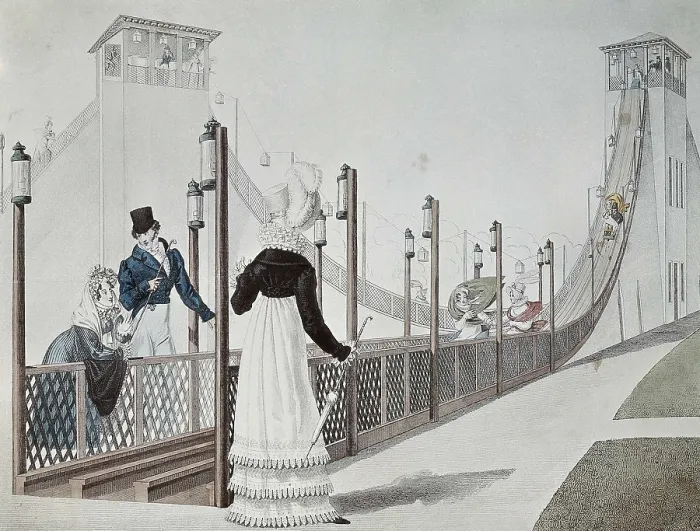 Framed Print : Paris (19th c.). Big dipper at Barrier de Roule. Etching. FRANCE. Paris. Muse Carnavalet (Carnavalet Museum). AISA / Everett Collection**US SALES ONLY**