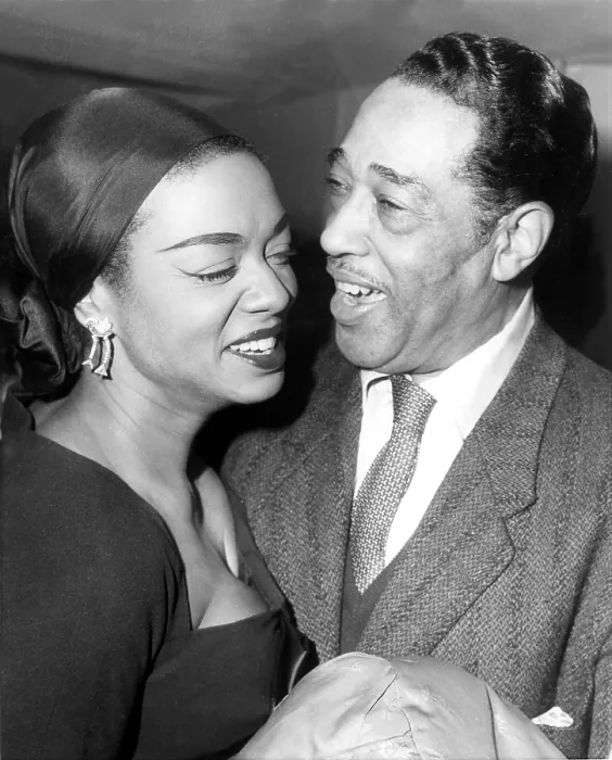 Framed Print : PARIS: American jazz band leader Duke Ellington chats with pianist-singer Hazel Scott at a reception given in his honor at the American Cultural Center in Paris Framed Print : PARIS: American jazz band leader Duke Ellington chats with pianist-singer Hazel Scott at a reception given in his honor at the American Cultural Center in Paris