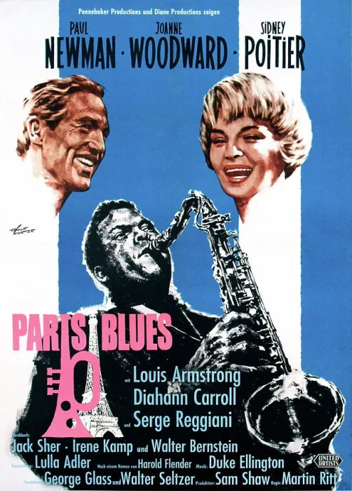 Framed Print : PARIS BLUES, from left, Paul Newman, Sidney Poitier, Joanne Woodward, 1961