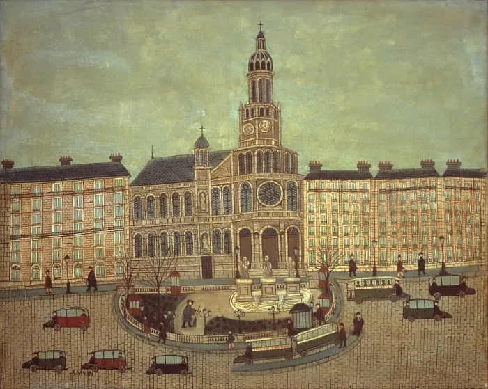Framed Print : Paris, The church of Trinity (Paris, l'Eglise de la Trinit), by Louis Vivin, ca. 1925, 20th Century, oil on canvas, 49, 5 x 61 cm - Private collection. Whole artwork view