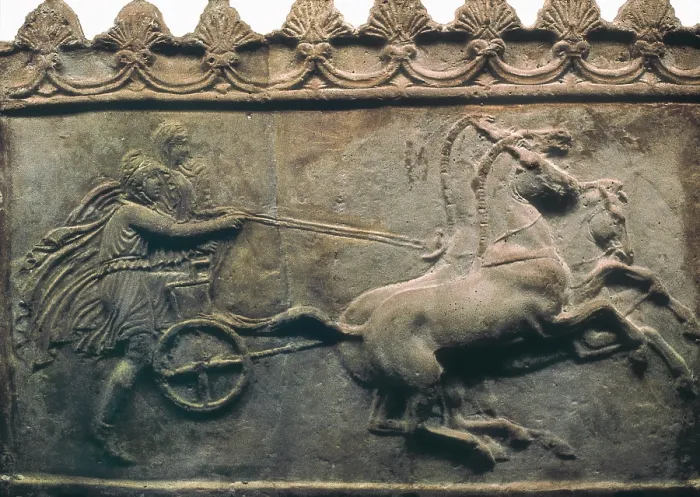 Framed Print : Paris kidnap Helen I-II century. Scene of the Iliad by Homer. Greek art. Relief on rock. UNITED KINGDOM. London. The British Museum