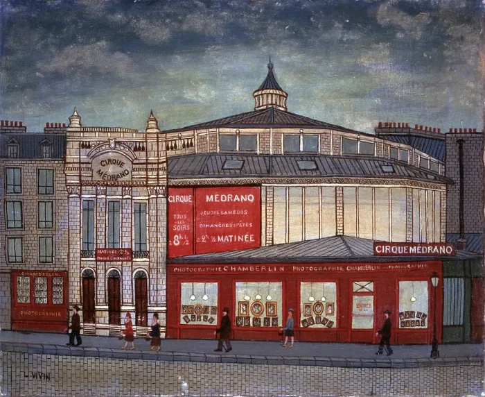 Framed Print : Paris Montmartre: The Medrano Circus (Paris Montmartre: cirque Medrano), by Louis Vivin, ca. 1925, 20th Century, oil on canvas, 38, 1 x 45, 7 cm - Private collection