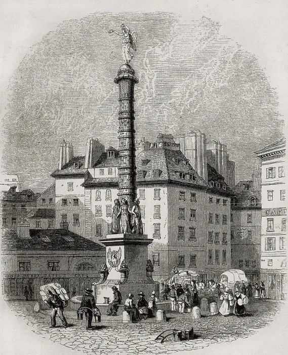 Framed Print : Paris. Water sellers ijn front the fountain of Place Chatelet. Engraving. AISA / Everett Collection**US SALES ONLY** Framed Print : Paris. Water sellers ijn front the fountain of Place Chatelet. Engraving. AISA / Everett Collection**US SALES ONLY**